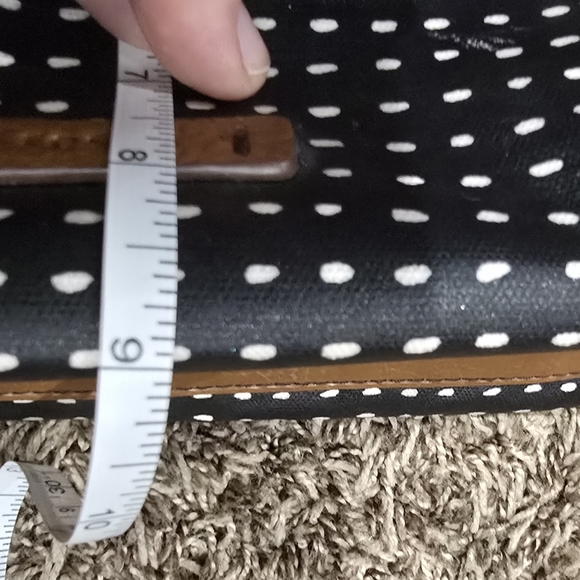 Fossil Crosbody Purse Handbag Black Pink Pokadots - Picture 9 of 10